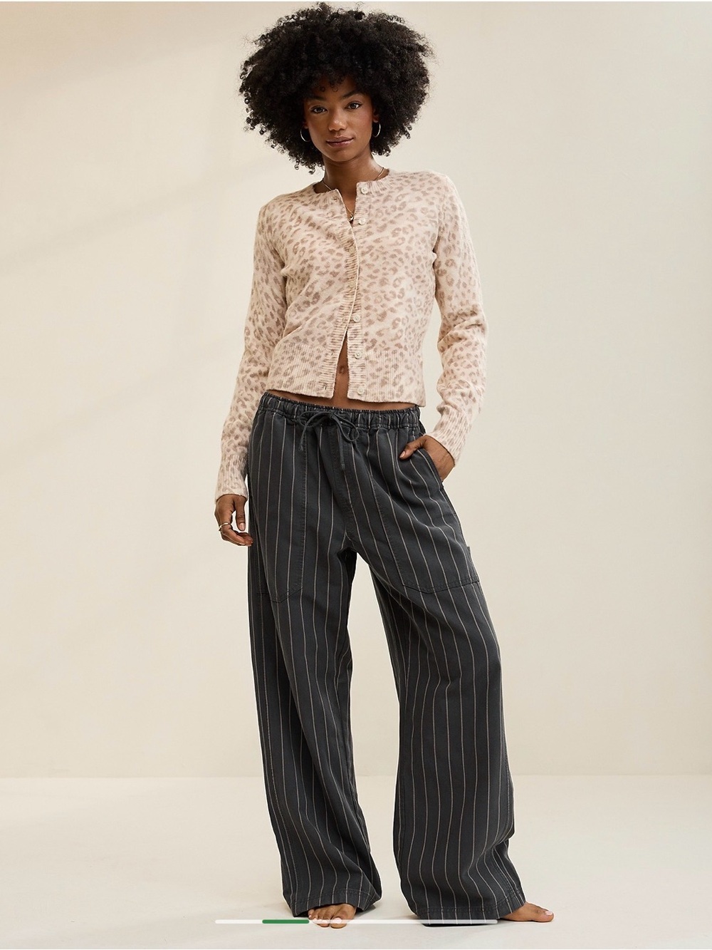Wide-Leg Pinstripe Drawstring Pants - Aerie Workwear Pant